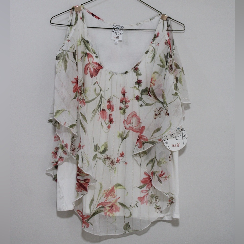 Naif Floral Women's Top - White and Pink